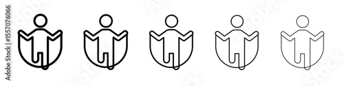 Man jumping with skipping rope icon vector outline symbol or illustration
