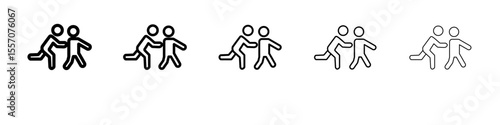 Man pushing another person icon vector outline symbol or illustration