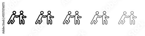 Man pushing another person icon vector outline symbol or illustration