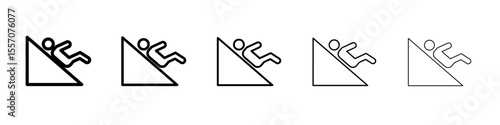 Man slide on slope icon vector outline symbol or illustration