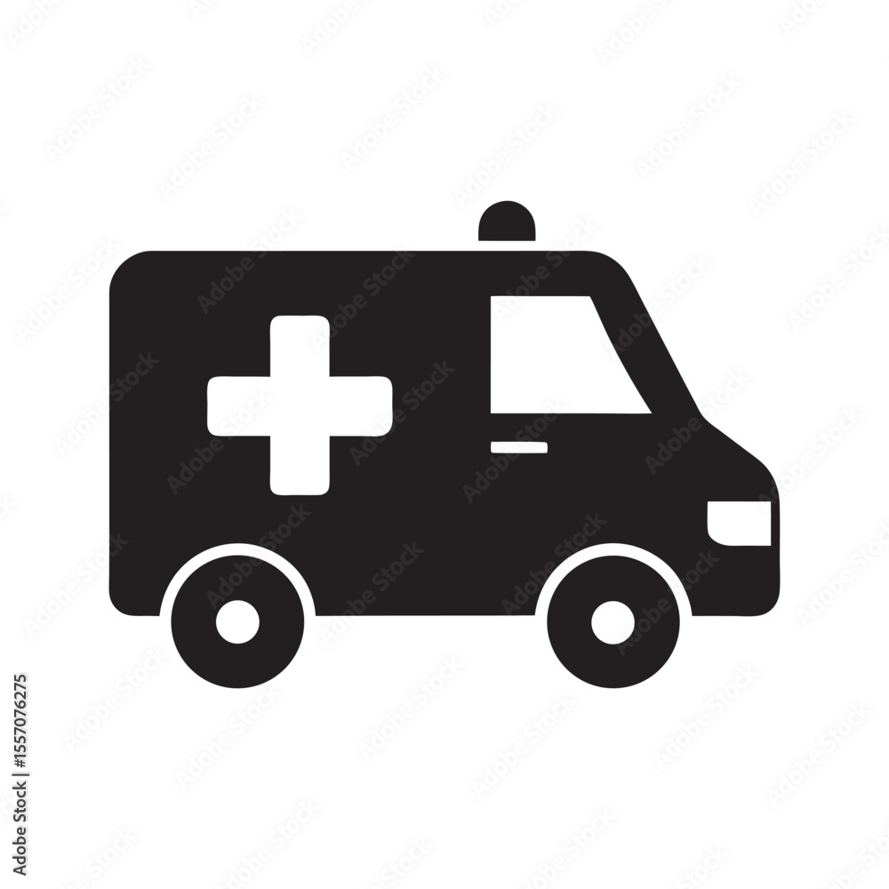 Ambulance Icon Black Silhouette on White Background Emergency Vehicle Medical Transport Healthcare Symbol First Aid Rescue Service Urgent Care Ambulance Icon Black Silhouette on White Background Emergency Vehicle Medical Transport Healthcare Symbol First Aid Rescue Service Urgent Care