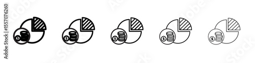 Market share icon vector outline symbol or illustration