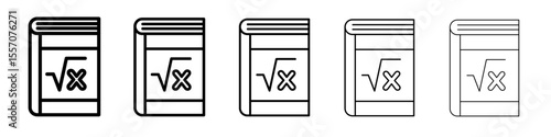 Maths book icon vector outline symbol or illustration