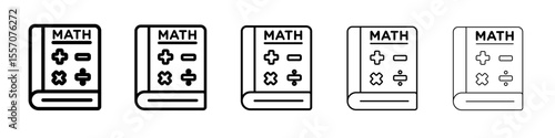 Maths book icon vector outline symbol or illustration