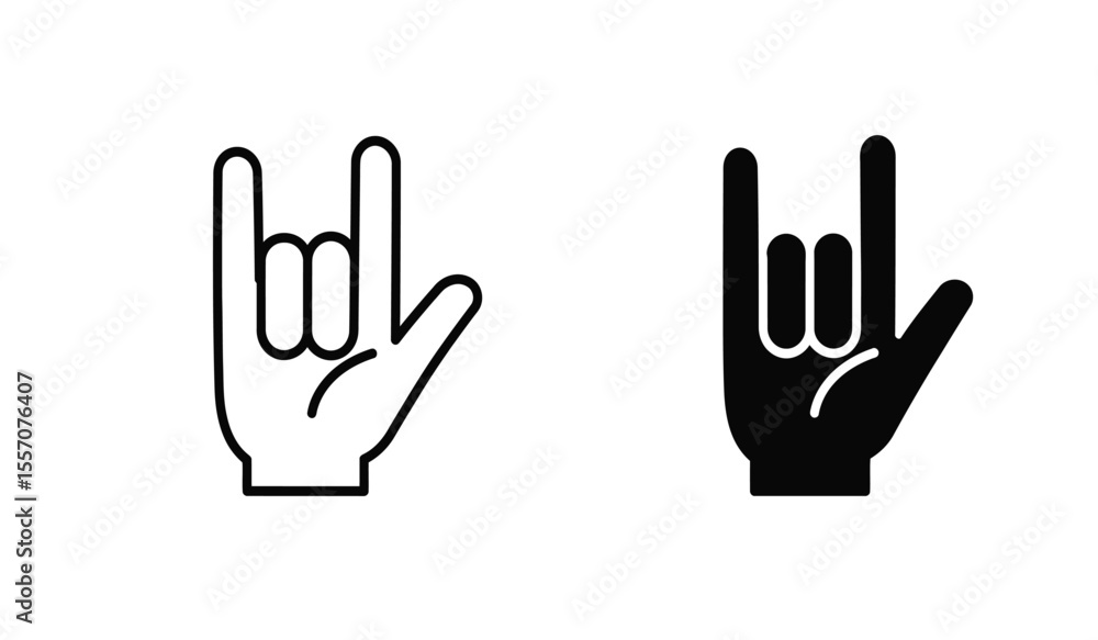 Hand Horns vector icon symbol in flat style. Hand Horns vector icon set in black and white filled and solid style Hand Horns vector icon symbol in flat style. Hand Horns vector icon set in black and white filled and solid style