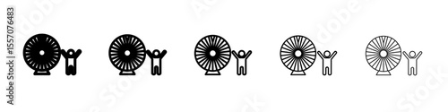 Men luck icon vector outline symbol or illustration
