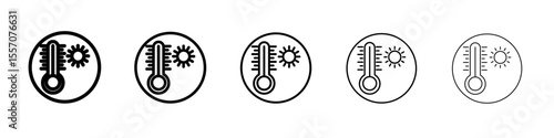 Meteorology thermometer measuring icon vector outline symbol or illustration