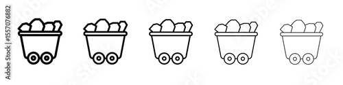 Mining Cart icon vector outline symbol or illustration