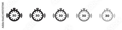 Minute timer icon vector outline symbol or illustration