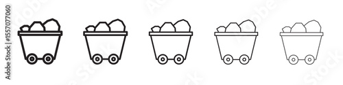 Mining Cart icon vector outline symbol or illustration