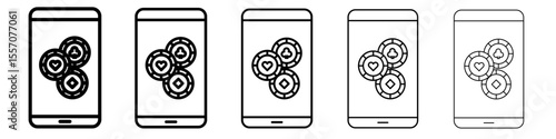 Mobile casino icon vector outline symbol or illustration