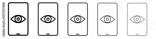 Mobile Eye Icon vector outline symbol or illustration