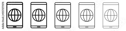 Mobile Internet icon vector outline symbol or illustration