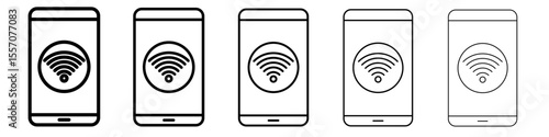 Mobile Internet icon vector outline symbol or illustration