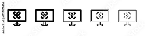 monitor repair icon vector outline symbol or illustration