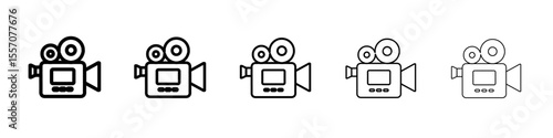 movie camera icon vector outline symbol or illustration
