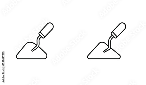 trowel icon set with different style.outline silhouette trowel flat icon