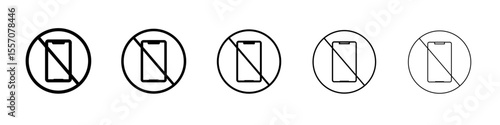 no mobile icon vector outline symbol or illustration