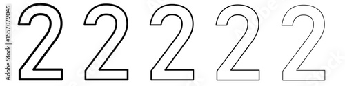 number 2 icon vector outline symbol or illustration