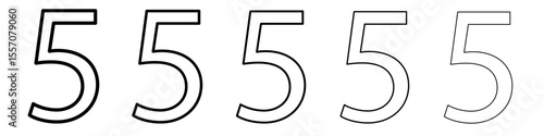 number 5 icon vector outline symbol or illustration