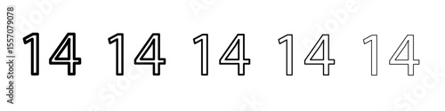 number 14 icon vector outline symbol or illustration