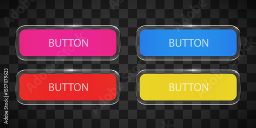 Modern glass buttons set. Vector illustration.