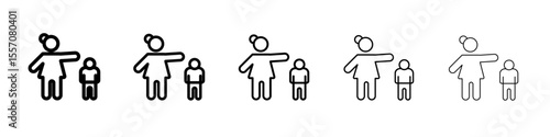 Parents scolding child icon vector outline symbol or illustration