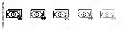 Payment cancel icon vector outline symbol or illustration