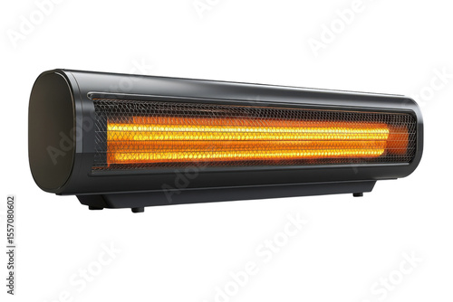 Embracing the Warmth of Modern Comfort Radiant Heat Emanating from a Sleek Black Infrared on transparent background