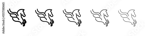 Pegasus icon vector outline symbol or illustration