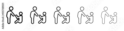 Person help someone icon vector outline symbol or illustration