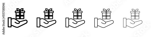 Person offer gift icon vector outline symbol or illustration