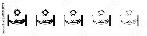 Person relaxing on hammock icon vector outline symbol or illustration