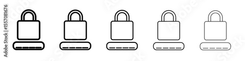 pin lock icon vector outline symbol or illustration