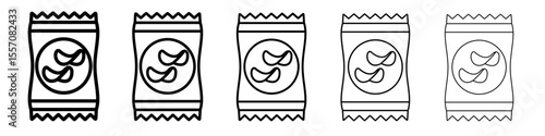 Potato chips Snacks bag icon vector outline symbol or illustration