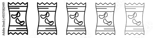 Potato chips Snacks bag icon vector outline symbol or illustration