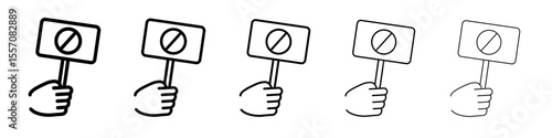 Protest banner in hand icon vector outline symbol or illustration