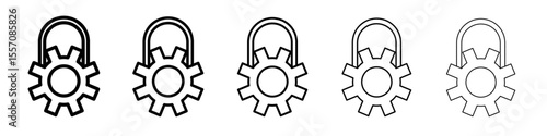 setting lock icon vector outline symbol or illustration