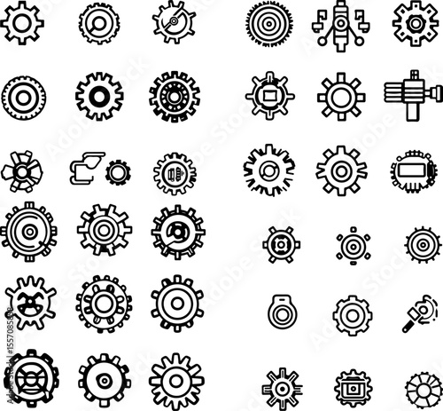 gear icons gear settings tools mechanism cog machinery engine wheel adjustment control settings icon gear symbol industrial system gear button gear icon set engineering configuration