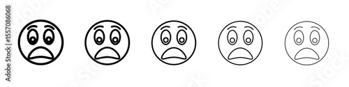 Shocked face icon vector outline symbol or illustration