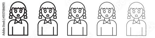 Shocked Girl icon vector outline symbol or illustration