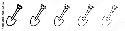 Short spade icon vector outline symbol or illustration