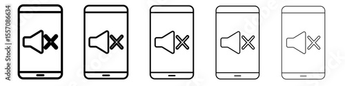 silent phone icon vector outline symbol or illustration
