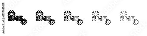 SME, small and medium enterprise icon vector outline symbol or illustration