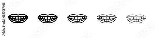 smile with teeth icon vector outline symbol or illustration