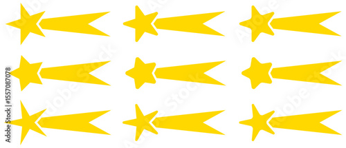 様々な形の流れ星アイコンのベクターイラストセット