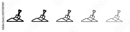Snow and shovel icon vector outline symbol or illustration