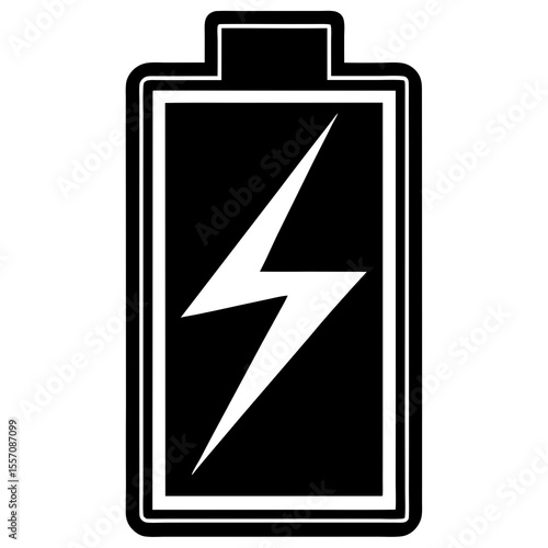 Battery Recharge Icon | Generative AI Vector & Linocut Silhouette Design
