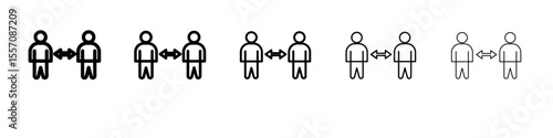 Social distancing icon vector outline symbol or illustration
