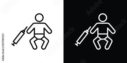 Baby Vaccination icon vector graphics in strokes